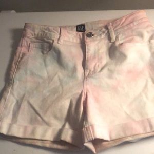 Gap youth tie dye denim shorts